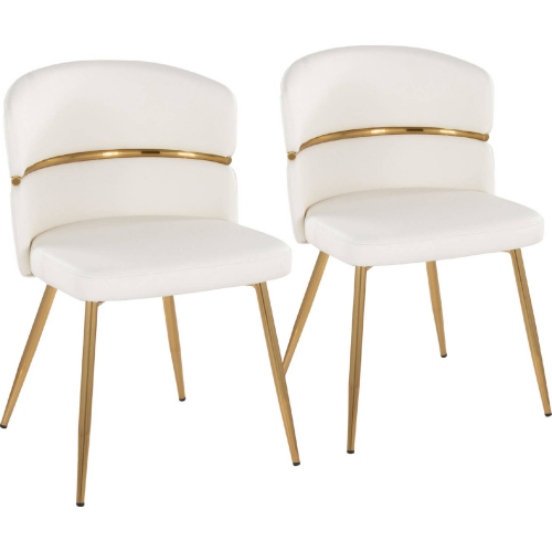 Cinch Dining Chair in Gold & White Leatherette (Set of 2)